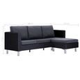 Canapé à 3 places Canapé de relaxation sofa- Scandinave Canapé d’angle  188 x 122 x 77 cm (L x l x H)avec coussins Noir Similicuir-3