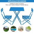 Table bistrot de jardin YYIXING® + 2 chaises pliantes - Bleu - Acier-3