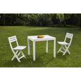 Dmora Set salon d’extérieur Ortisei, Salon de jardin composé de 1 table rectangulaire et de 2 chaises pliantes, Blanc-3
