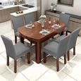 Lsport20337-HZDHCLH Housse de chaise 6 pièces extensible pour Salle à Manger décor facile à nettoyer et durable Gris-3