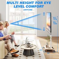 5Rcom Support TV Roulettes Pour Téléviseurs 27-55 Pouces, Support TV Sur Pied Mobile Réglable En Hauteur Et Pivotant Avec Base En Bois - VESA Max 400x400mm, Poids Max 40kg (Noir) En Destockage