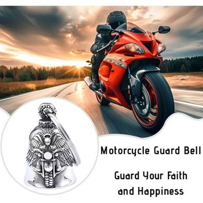 Cloche Moto Cloche Gardien De Moto, Ange Gardien De Moto, Motard Biker Chance, Cloche D'esprit, Sonnette De Moto En Acier Inoxydable Pour Vu00e9lo, Homme, Motard, Motard, Mari Guardian Bell