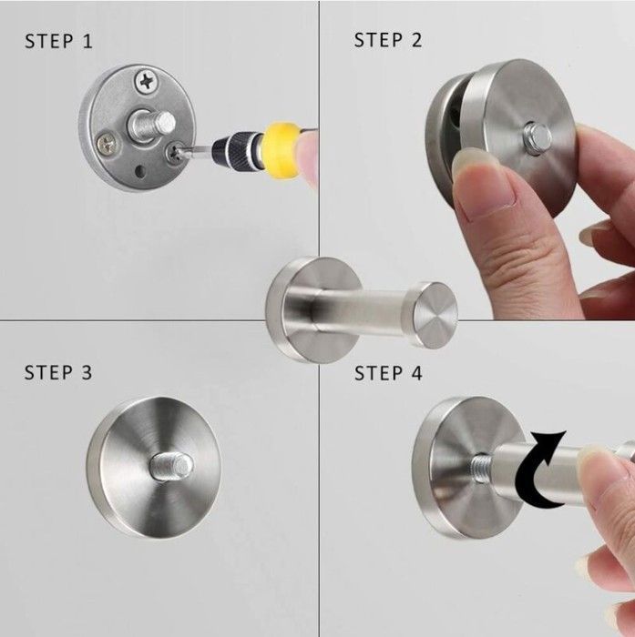 Mokife Lot De 6 Crochets Muraux Inox Brossé - Patère Murale Robuste Pour Manteaux Lourds - Argent