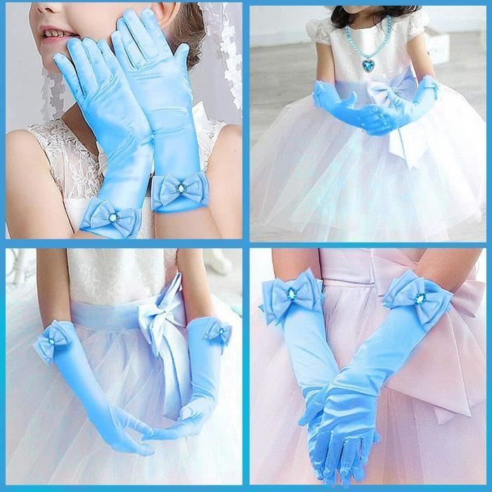 Accessoire Princesse Pour Fille - 7 Pièces Bleu Avec Diadème Lumineux - Baguette Magique, Bijoux - Déguisement - 10
