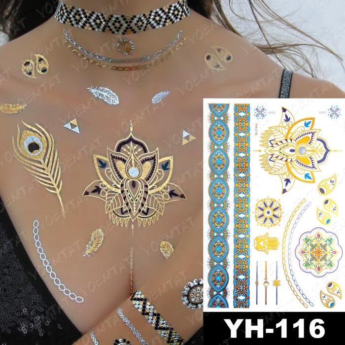 Tatouage temporaire et éphémère fleurs de henné style oriental