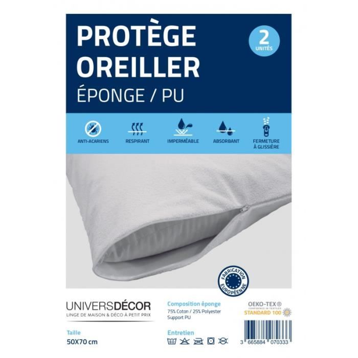 Protège oreiller 60x60 - Anti-acariens, imperméable - Sweetnight