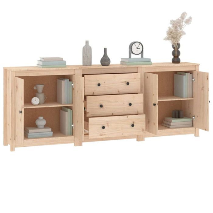Buffet Rangement VidaXL 90cm - Gris Béton - Meuble Salon Avec 3 Portes - Bois D'Ingénierie