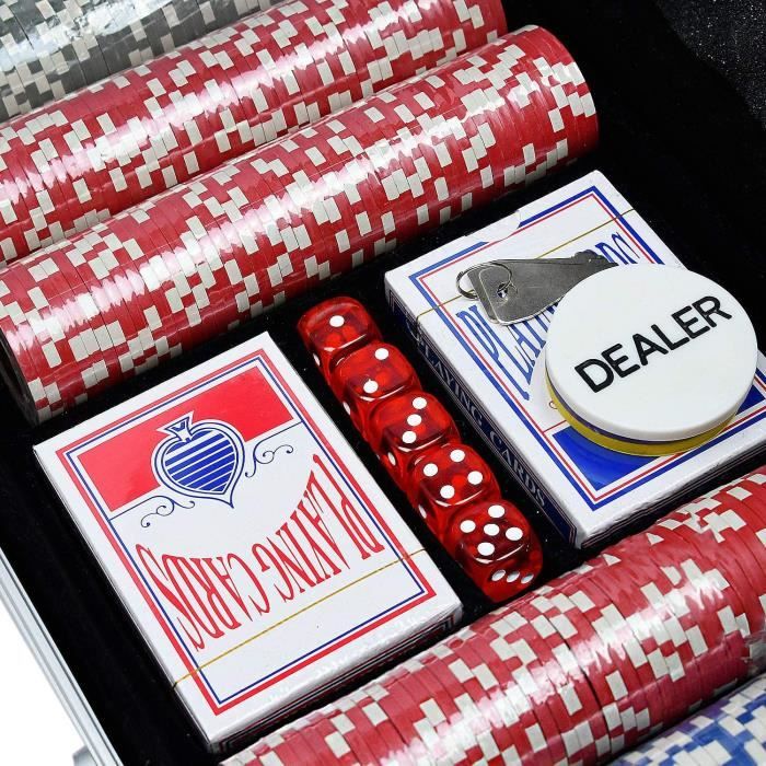 Set De Poker Pro 500 Jetons - Mallette Aluminium Avec 2 Tapis, 5 Dés, Bouton Dealer - Texas Hold'em, Blackjack - 3