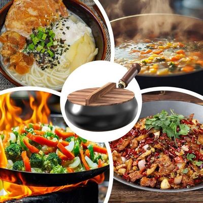 Poêle traditionnelle en fer pour une cuisson saine conçue pour une meilleure répartition de la chaleur (avec couvercle