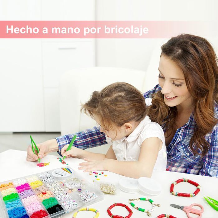 Hbnlai Ensemble de fabrication de bracelets d'amitié pour filles, 7500 pièces de perles d'argile