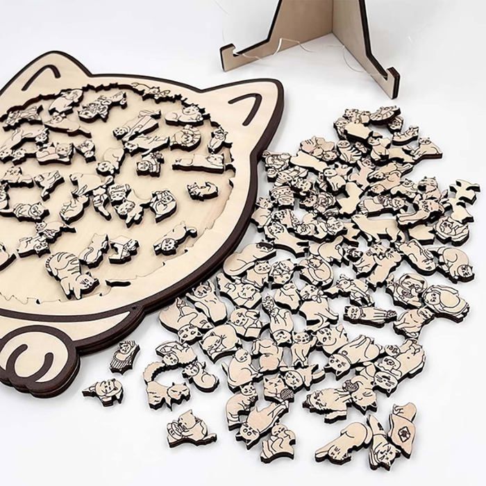 Puzzle Chat en Bois – Forme irrégulière de 135 pièces, décoration de Cadre Photo Amusante, Jouet Casse-tête Compact avec conteneur de Rangement | pour Amoureux des Animaux, Amis de la Puzzle Chat en Bois – Forme irrégulière de 135 pièces, décoration de Cadre Photo Amusante, Jouet Casse-tête Compact avec conteneur de Rangement | pour Amoureux des Animaux, Amis de la