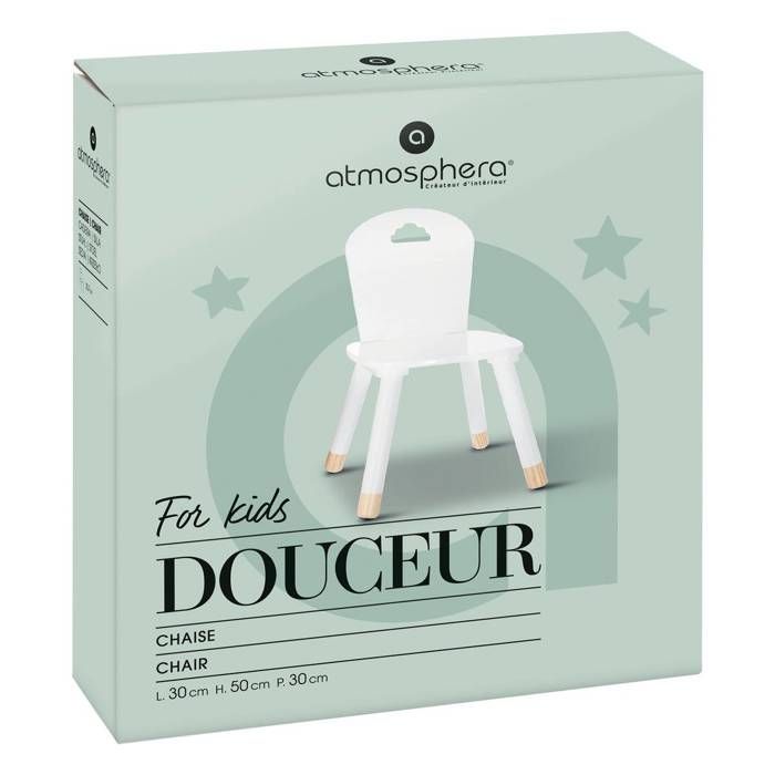Chaise Enfant Atmosphera Étoiles - Bois Blanc Et Pin - 50cm De Haut - Pour Chambre D'Enfant