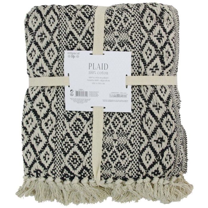 Plaid Sherpa Doux à Carreaux Noir Et Blanc 130x160 Cm – Canapé, Lit, Tendance Hiver – HOME DECO FACTORY