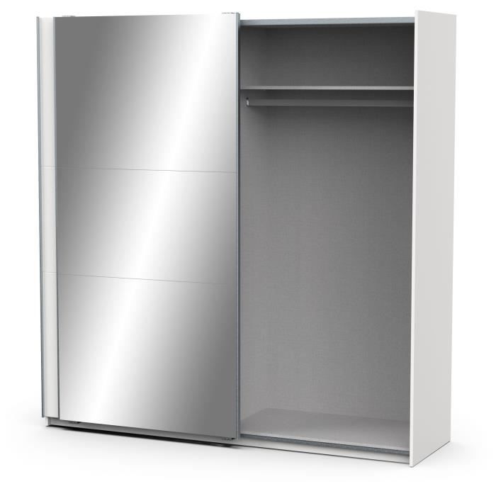 Armoire de chambre DEMEYERE GHOST 2 portes coulissantes Blanc mat Avec miroir