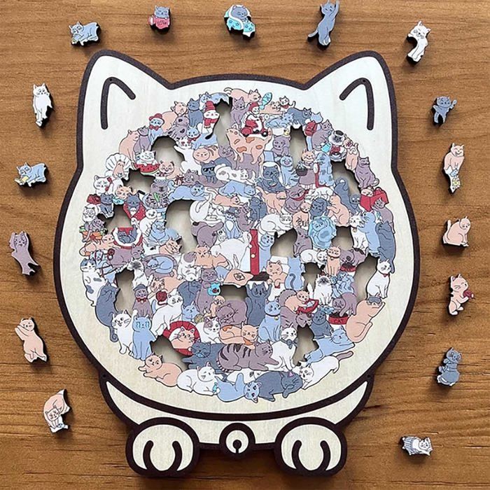 Puzzle Chat En Bois De 135 Pièces, 23,7x21,8cm, Puzzles