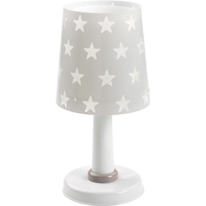Dalber - Lampe de chevet enfant - Stars - Motif étoiles, L 15 cm, H 30 cm, Gris
