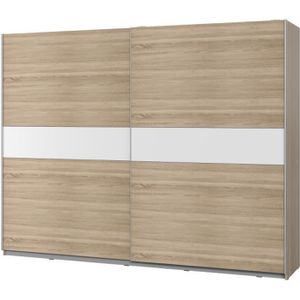 Atos Armoire 2 Portes Coulissantes Decor Chene Et Blanc Mat L