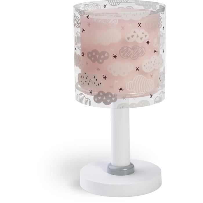 Dalber - Lampe de chevet enfant - Clouds - Motif nuages L 15 cm H 30 cm Rose