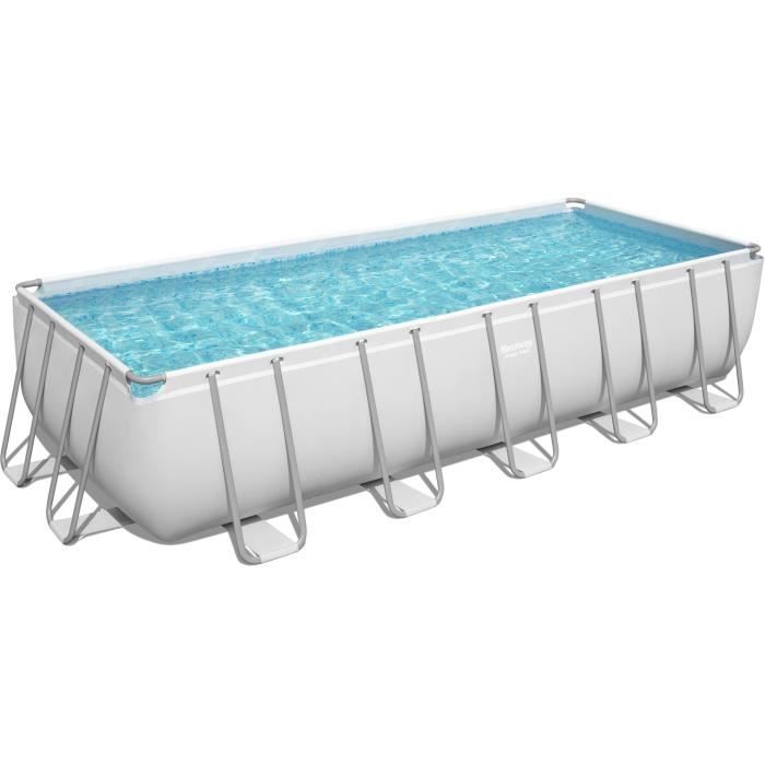 Kit Piscine hors sol tubulaire BESTWAY Power Steel™ - 640 x 274 x 132 cm -  Rectangulaire (Filtre, échelle, diffuseur, bâche) - Cdiscount Jardin