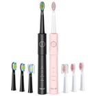Brosse à dents électrique - FAIRYWILL - Black and Pink - 4 modes de nettoyage - 8 têtes de rechange - IP7X