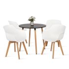 DORAFAIR DORA Lot de 4 Chaise Salle à Manger Fauteuils Scandinave de Cuisine avec Pieds en Bois de Hêtre Massif Blanc