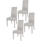 T M C S Tommychairs - Set 4 chaises cuisine LUISA, robuste structure en bois de hêtre, assise et dossier en cuir artificiel gris clair