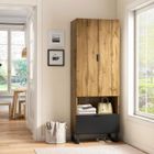 Armoire-penderie - DREAMMESPACE - 180x65x38cm - 1 tiroir - Étagères réglables - Bois et Noir