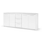 BRAND Buffet bas - Blanc mat - 4 portes 3 tiroirs - L 179 x P 42 x H 74,5 cm