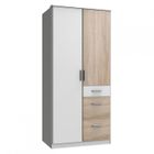 INSIDE 75 Armoire 2 portes 3 tiroirs VOLVERINE blanc / coloris chêne