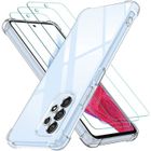RASENA Coque pour Samsung Galaxy A53 5G + 3 Pièces Verre Trempé, Transparent Étui Silicone Antichoc, Clair Mince Souple TPU Bumper Housse