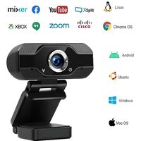 Webcam 1080P Full HD Live Streaming avec Anti-bruit et USB Caméra Web PC Plug et Play pour Vidéo et Enregistrement