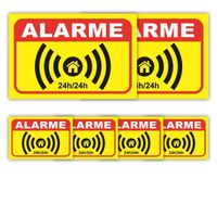 Panneau Alarme dissuasif - Lot 6 autocollants :  dim. 150x100mm (x2) + dim. 75x50mm (x4) - Anti UV - garantie 5 ans - SBRJca