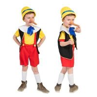 Déguisement Pinocchio enfant 3/4 ans - NO NAME - Jaune - Culotte courte à bretelles - Collerette - Chapeau