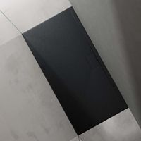 Sogood Receveur de Douche Bac à Douche Ultra Plat en Solid Surface Gris Noir Mat Geoma07 80x160x3 cm avec Bonde AL06