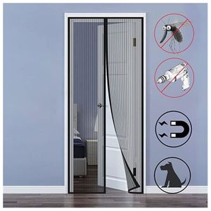 Moustiquaire Porte Fenetre, 120x215cm Blanc Porte Moustiquaire Magnétique, Facile À Installer Sans Percer Magnétique Fermeture Automatique Rideau