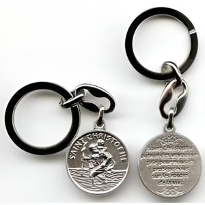 Porte-clé Saint Christophe en métal - Symbole de protection pour vos clés