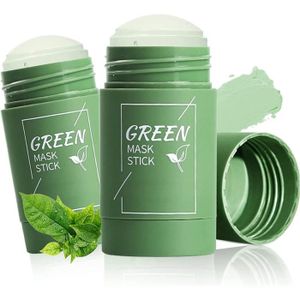 GOMMAGE VISAGE Green Tea Mask Stick Green Acne Stick Masque Point Noir Visage Masque à L'Argile Verte Purifiant au Thé Vert Contrôle de l'Huile et 