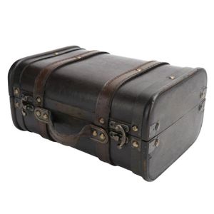 Ancienne petite valise valisette vintage en carton coins en cuir