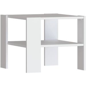 TABLE BASSE Table basse PILVI 2 Plateaux - Style contemporain - Particules mélaminé - Décor Blanc - L 55 x P 55 x H 45 cm