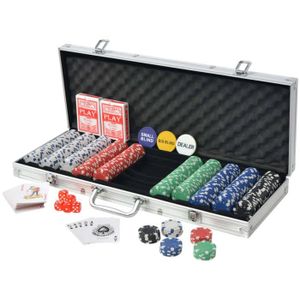 MALETTE POKER Moh-Jeu de poker avec 500 jetons Aluminium