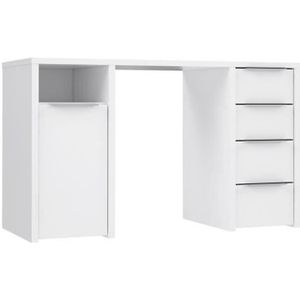 BUREAU  BILBAO Bureau 1 porte 4 tiroirs - Décor papier blanc - L 125 x P 50 x H 75 cm