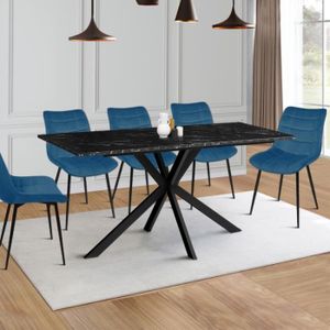 MEUBLES COSY Table de salle à manger extensible, 4 à 6 Personnes, Plateau  en fibres de bois - Pieds en métal Blanc - Cdiscount Maison