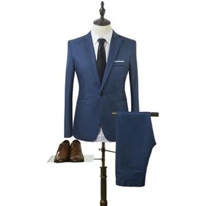 COSTUME - TAILLEUR (Veste+Chemise+Pantalon)Costume Homme Marque Luxe Manteau Homme Blazer Hommes de Pour Blouson VêTements Masculin FBC92A Bleu