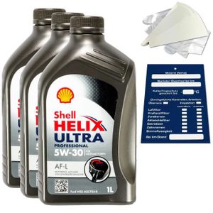 HUILE MOTEUR 3 litres d'huile moteur originale Shell Helix Ultra Prof. AF-L 5W30 550040619 ACEA C1 SET