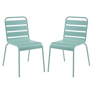 FAUTEUIL JARDIN  Lot de 2 chaises de jardin empilables en métal - Marque VENTE-UNIQUE - Vert amande