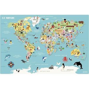Carte du Monde en bois - Puzzle du monde magnétique, JANOD  La  Boissellerie Magasin de jouets en bois et jeux pour enfant & adulte