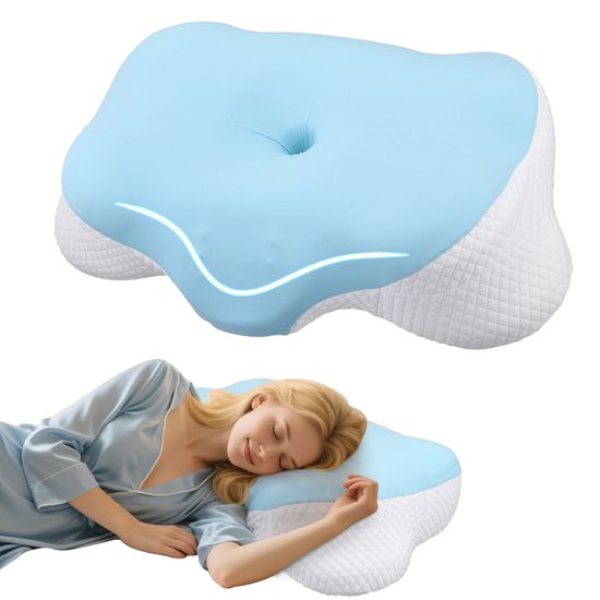 Oreiller Ergonomique Cervical Mémoire De Forme Anti-Ronflement - Soulage Cou & Apnée - Housse Lavable