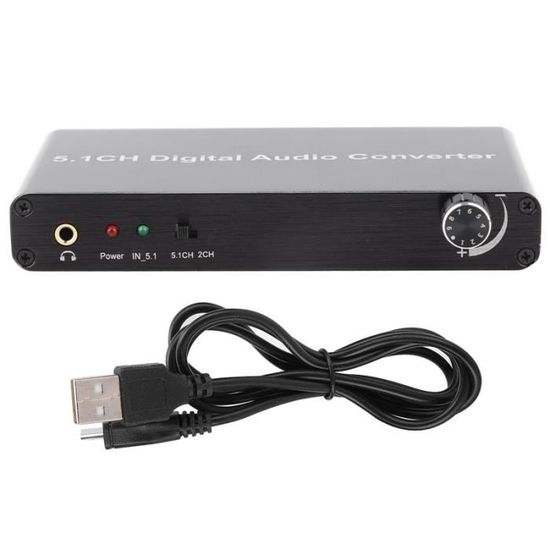 DAC PROZOR 5.1 Canaux - Décodeur Audio Dolby/DTS Optique/coaxial Vers RCA Avec Câble