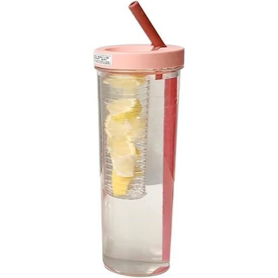 Verre à Paille Avec Nœud En Verre Borosilicate - 450 Ml, Couvercle Bois, Résistant