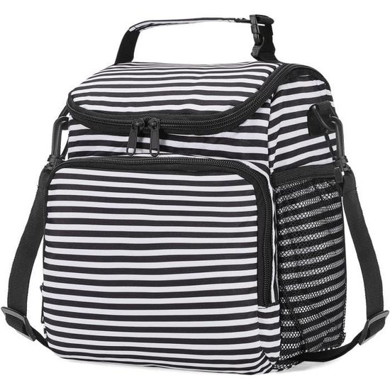 Sac Isotherme Repas 10L RAINSMORE - Pour Déjeuner, Pique-Nique, Travail - Contient 12 Canettes - Noir - 9